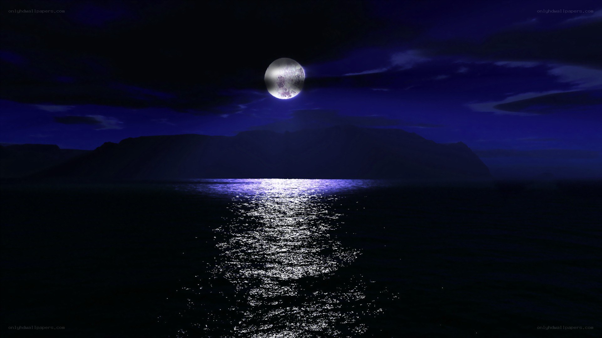 Moonlit sea at night