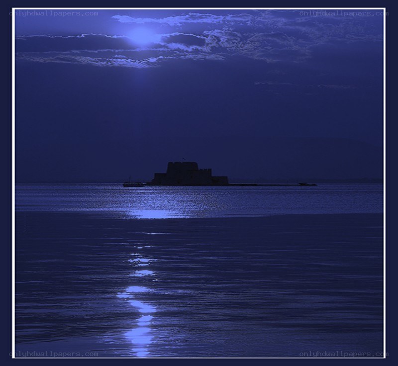 Moonlit sea fortress