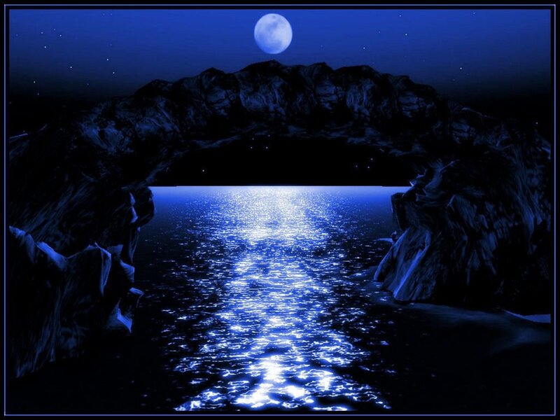 Moonlit Sea Through Arch