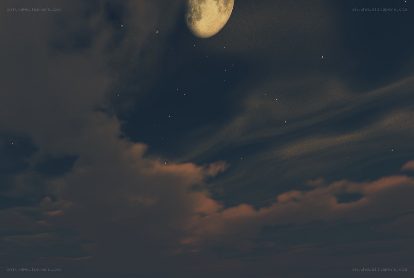 Moonlit sky with clouds