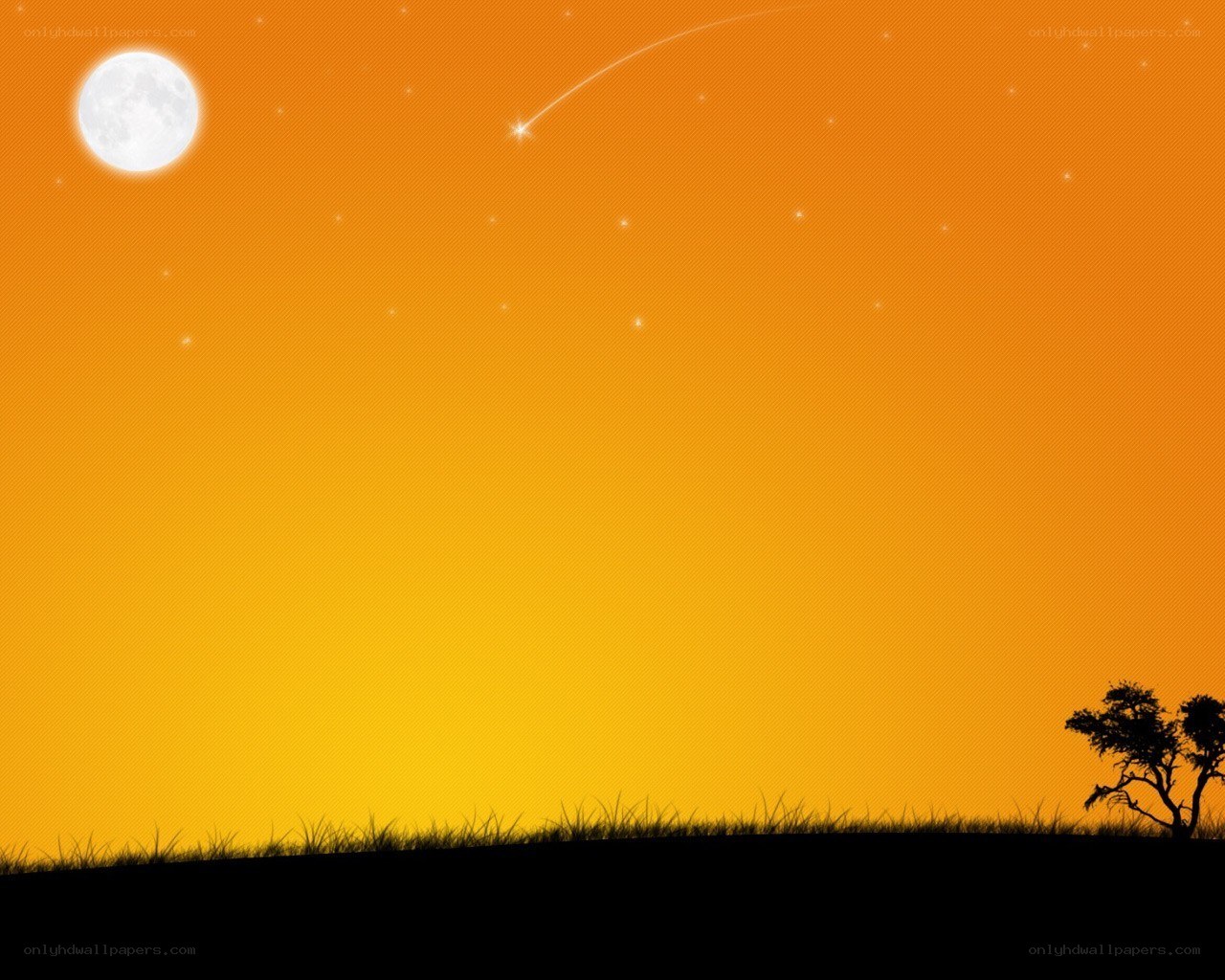 Moonlit sky with shooting star