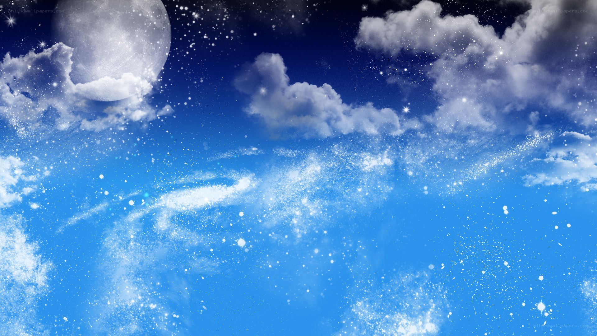 moonlit sky with stars