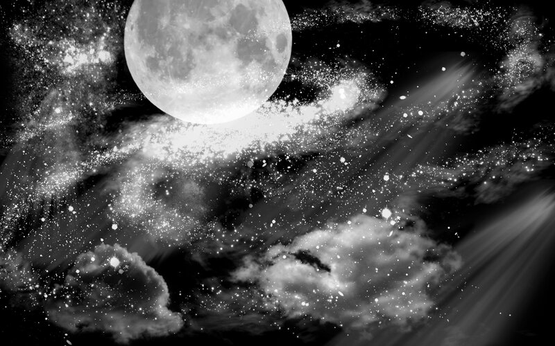 Moonlit starry night sky