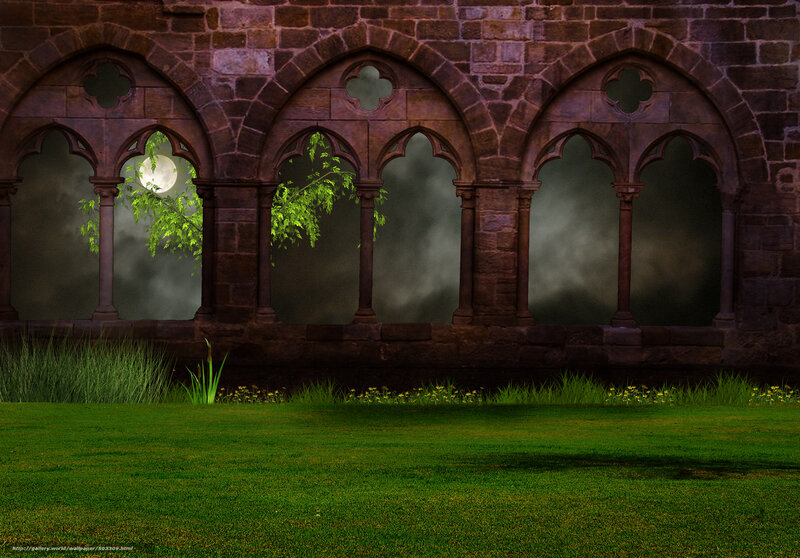 Moonlit stone arches