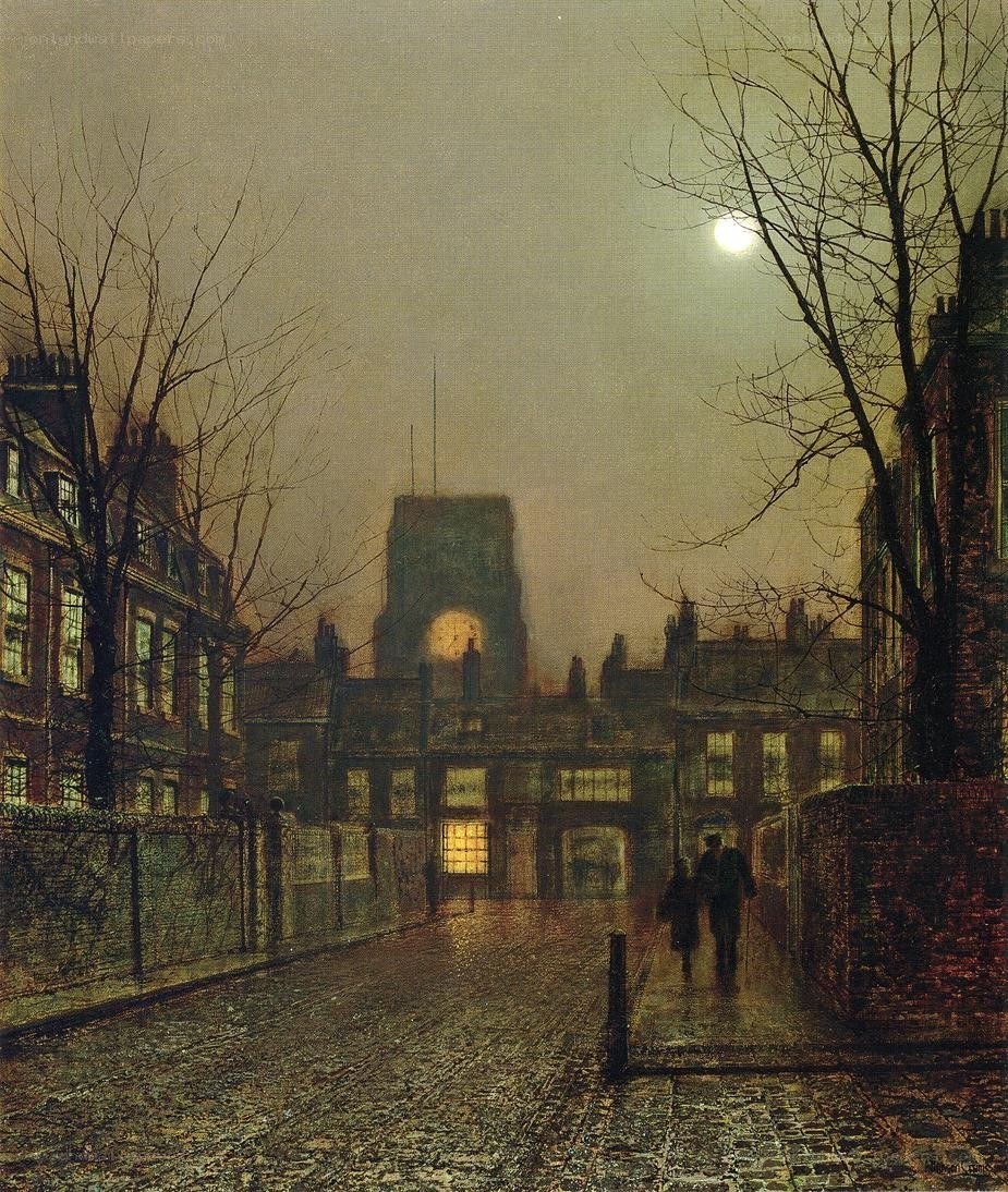 Moonlit Street at Night
