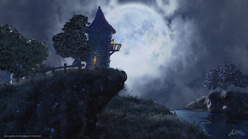 Moonlit tower on a cliff