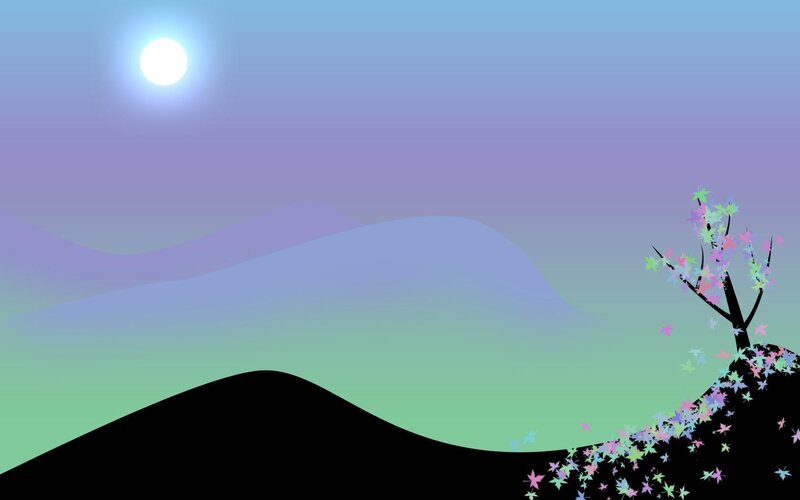 Moonlit tree on hill