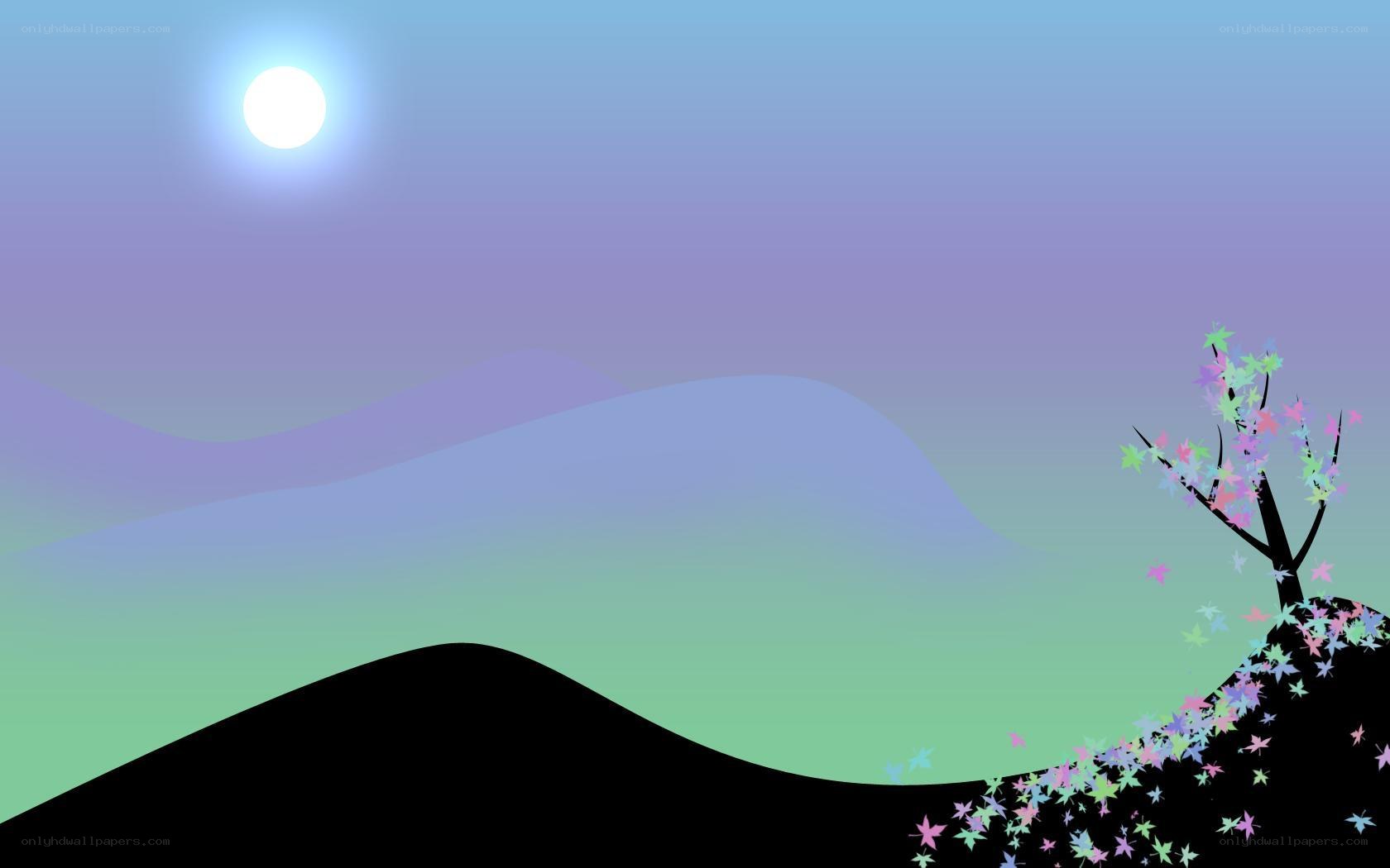 Moonlit tree on hill