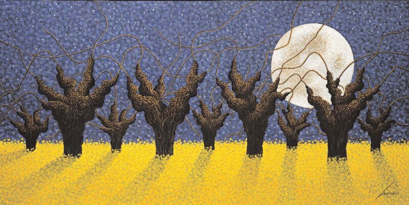Moonlit Trees at Night