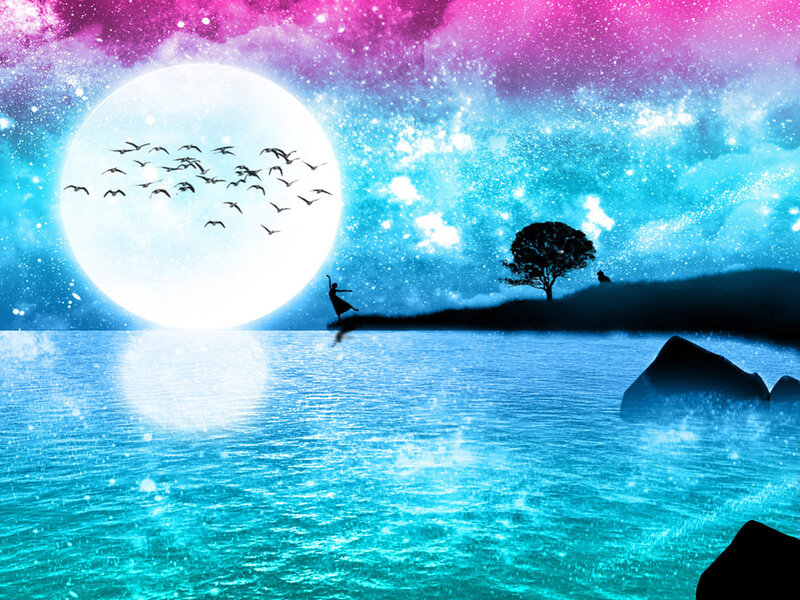 moonlit water scene