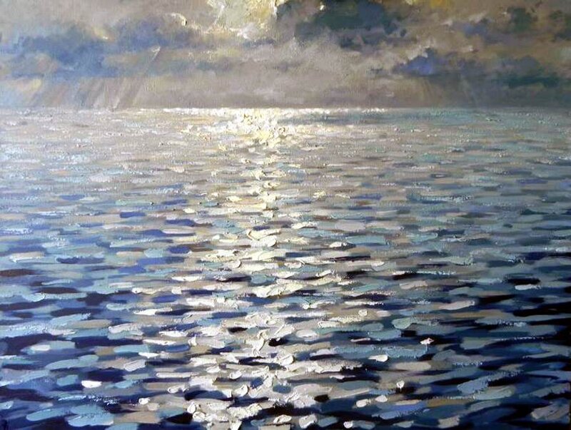 Moonlit Water Surface — Blue