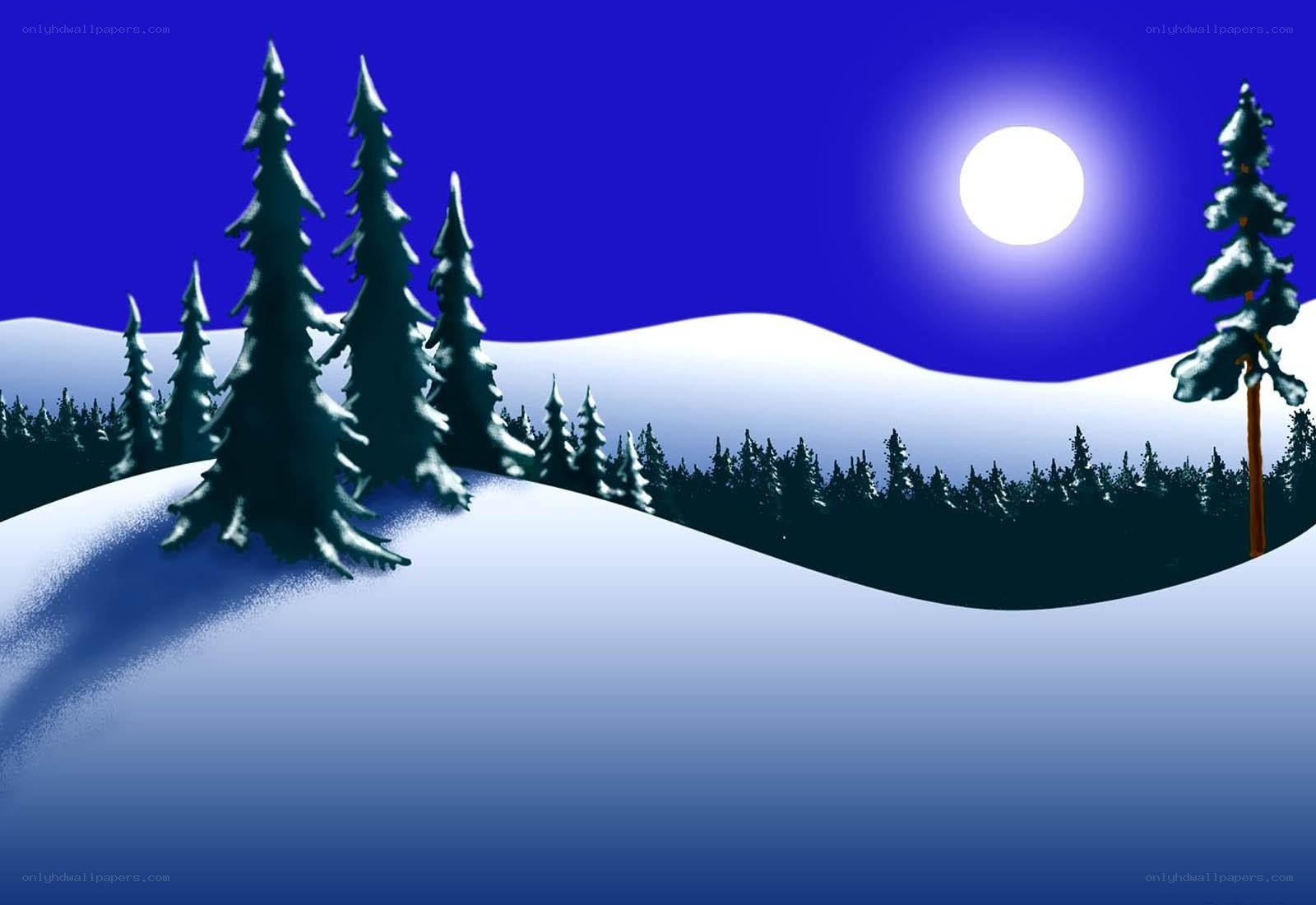 Moonlit winter forest