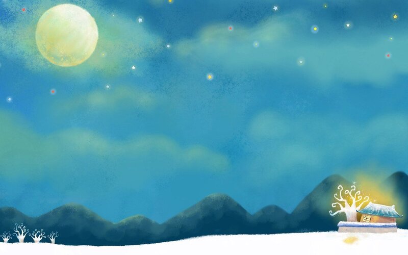 Moonlit winter night scene