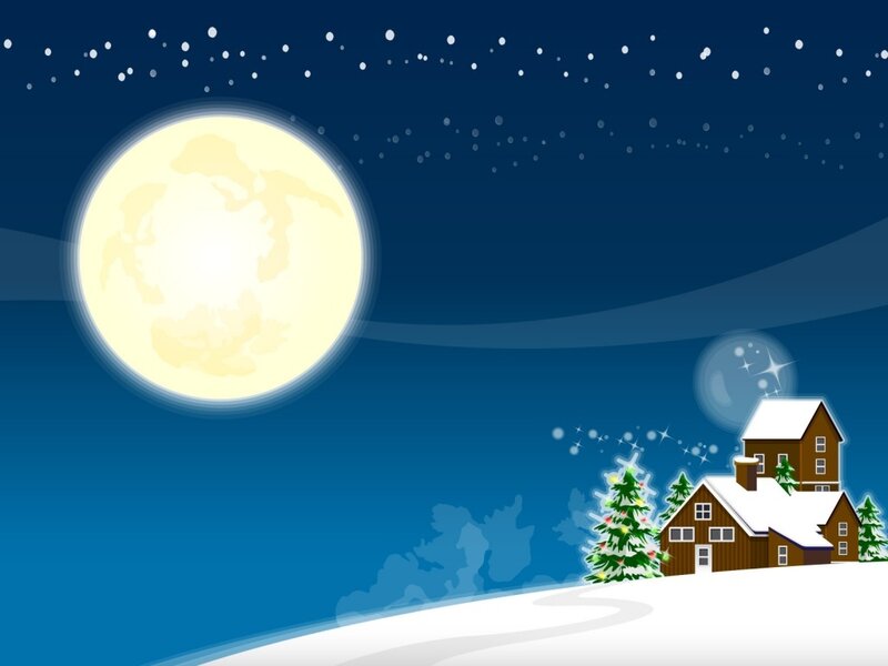 Moonlit winter village
