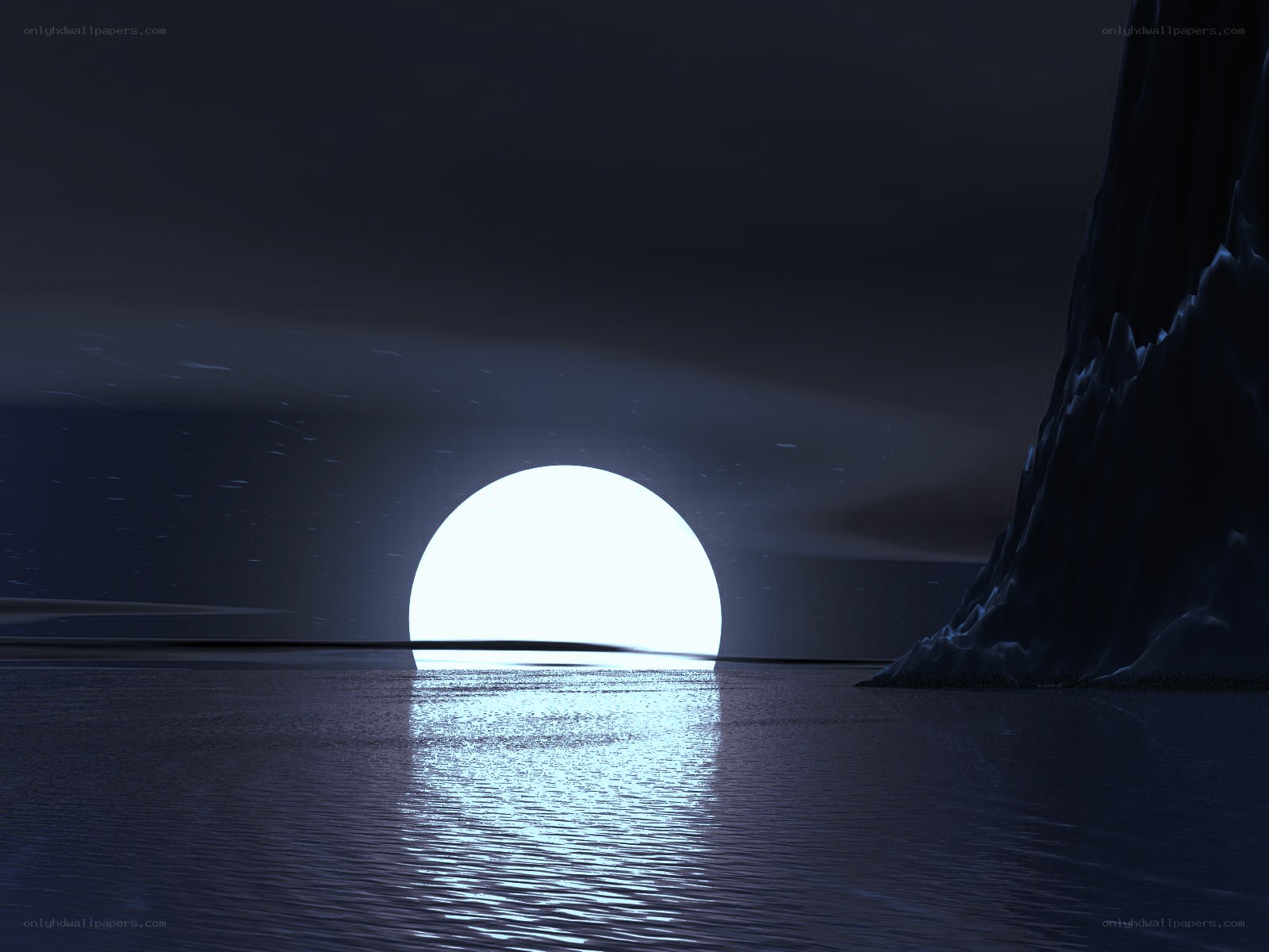 Moonrise over calm waters
