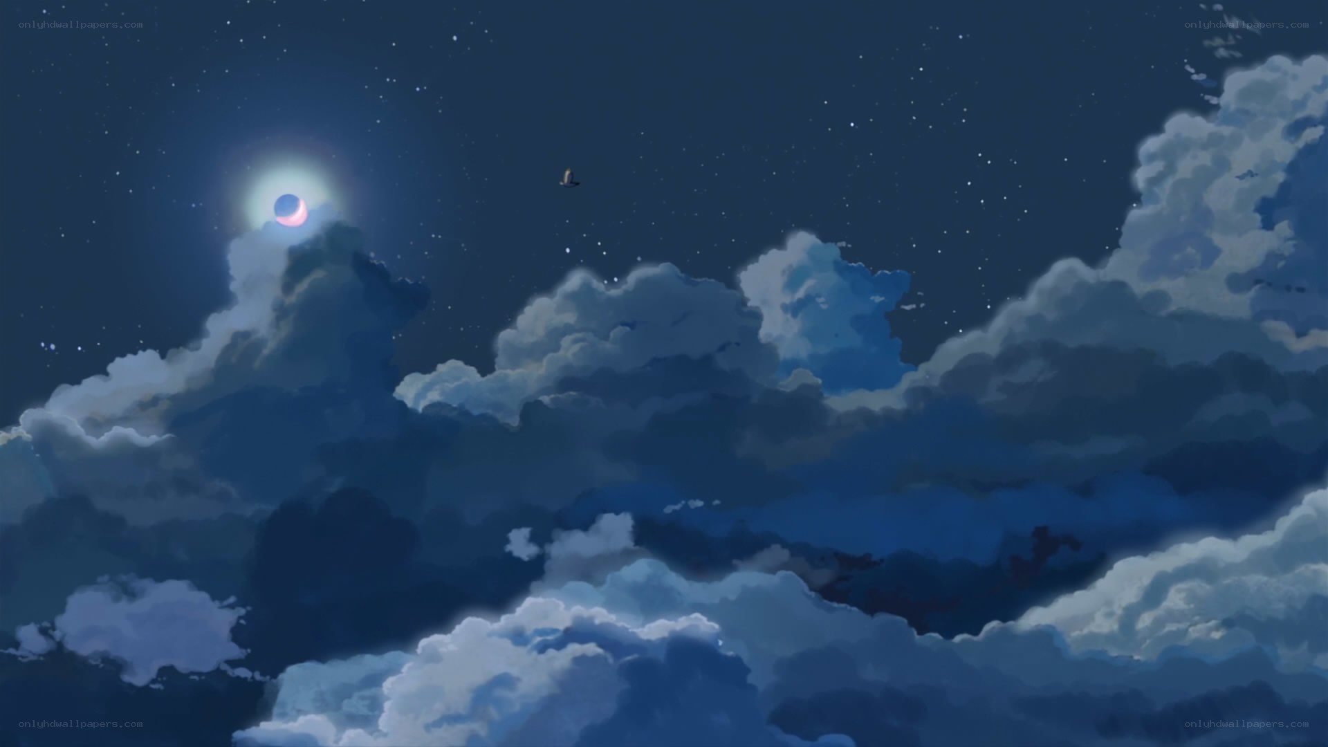 Moonrise over clouds