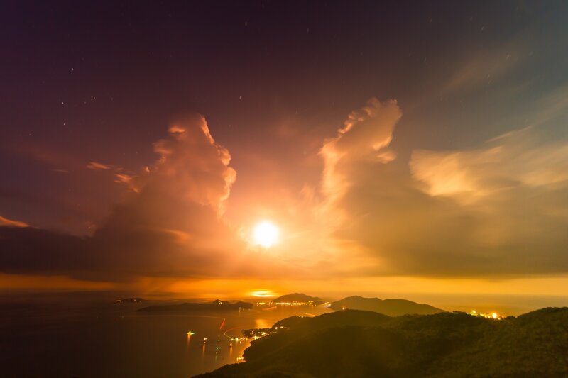 Moonrise over Coastal Hills