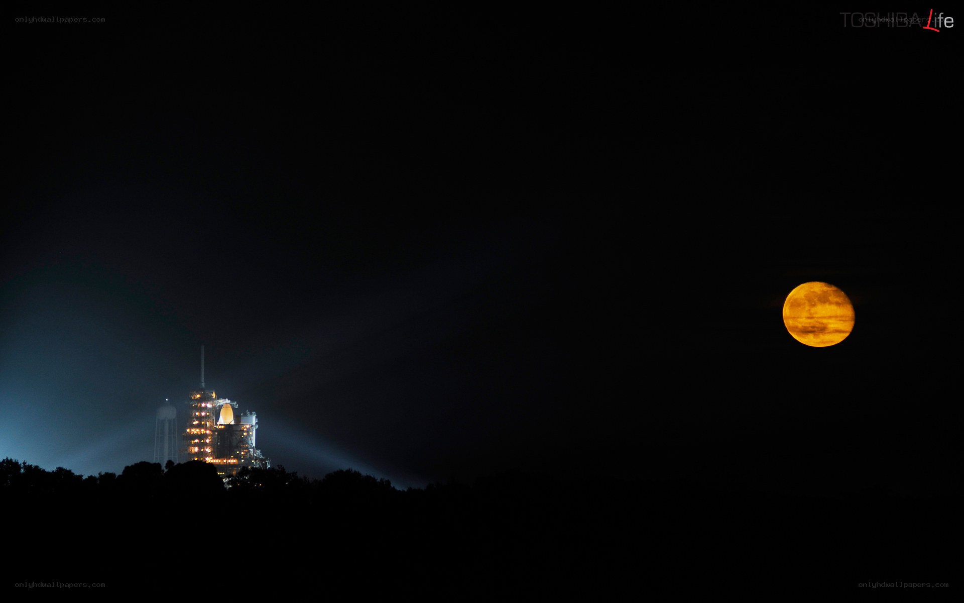 Moonrise over launch site