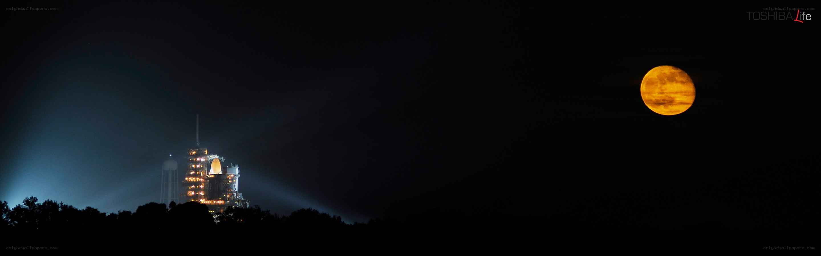 Moonrise over launch site