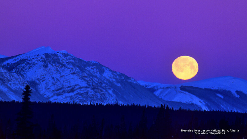 Moonrise over Mountains — Purple