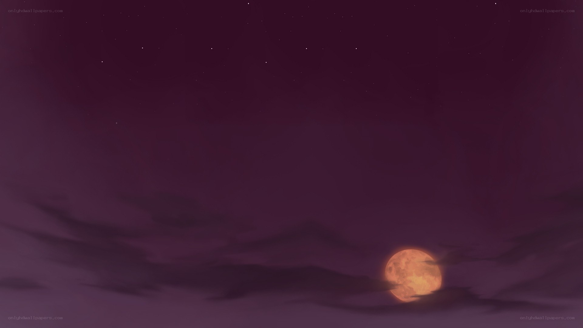 Moonrise over purple sky