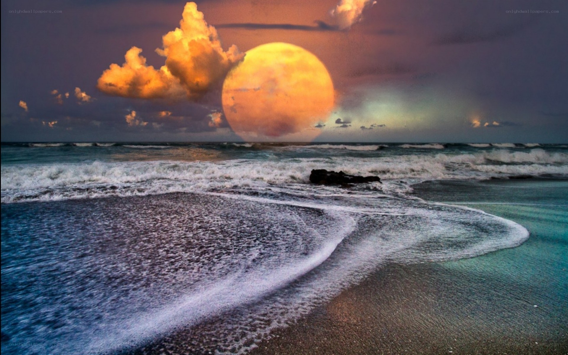 Moonrise over the ocean