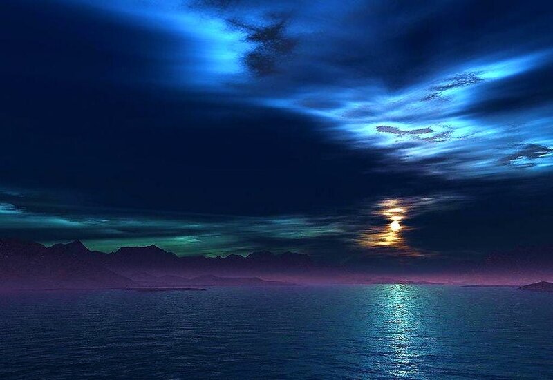 Moonrise over the ocean