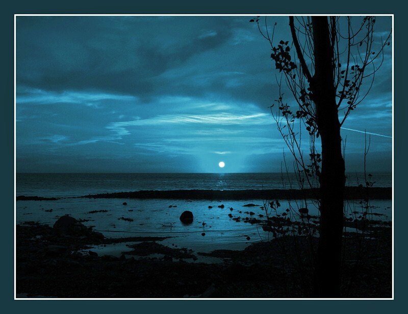 Moonrise over the sea