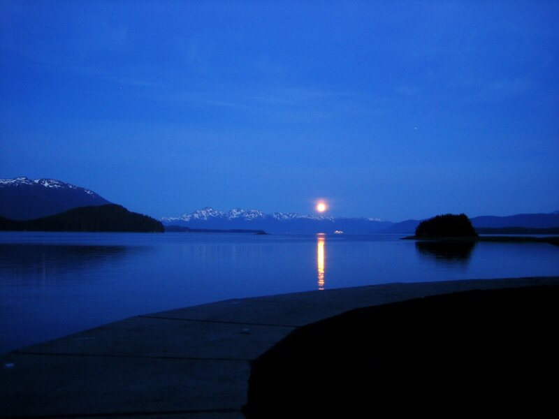 Moonrise over Water — Blue