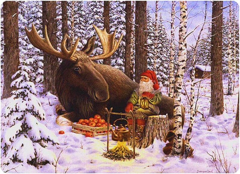 Moose and Gnome in Snow
