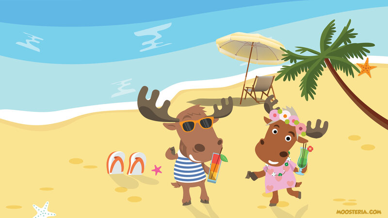 Moose Couple at Beach