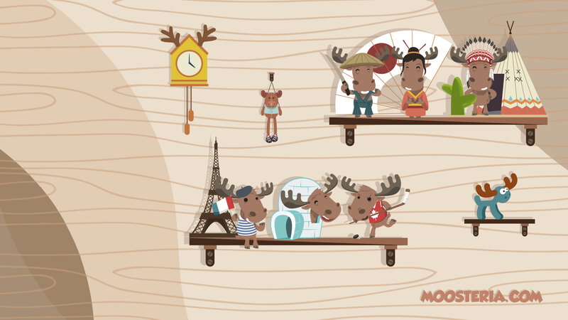 Moose Figurines on Shelves