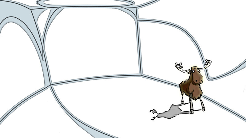 moose in a glass structure