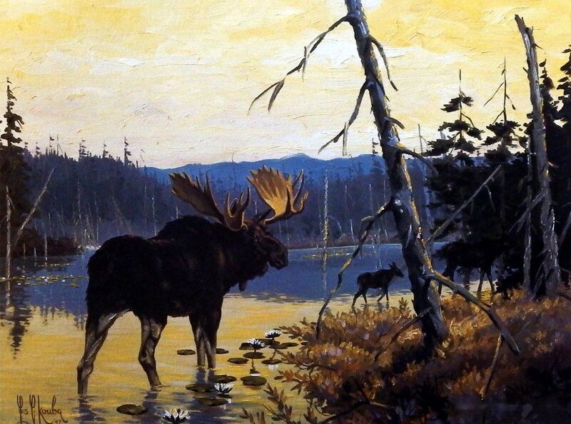 Moose in Lake — Yellow