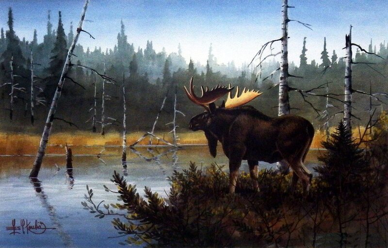 Moose in Swamp — Blue