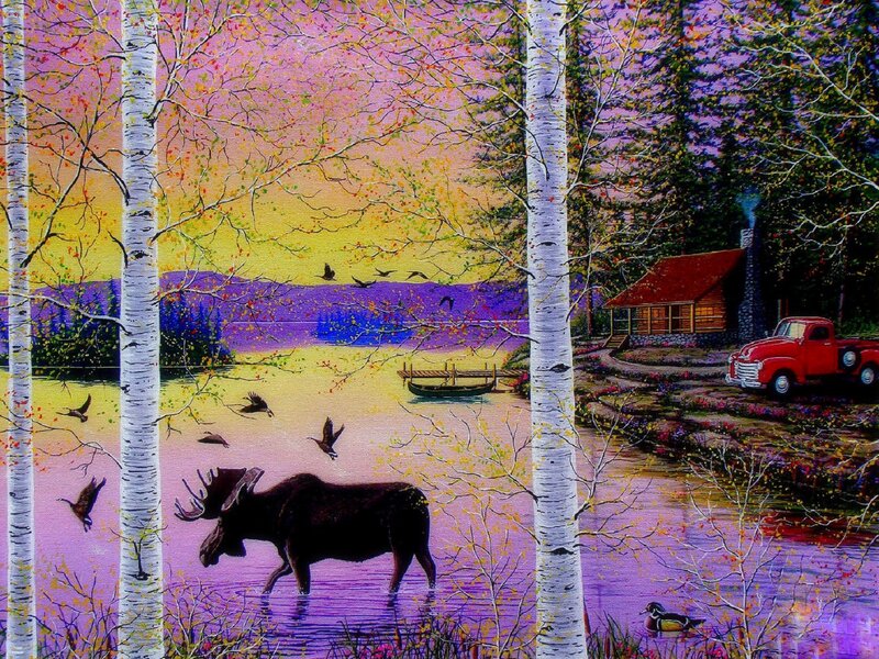 Moose in Water — Purple