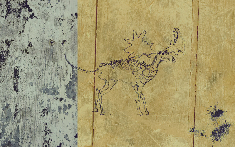 moose sketch on aged paper