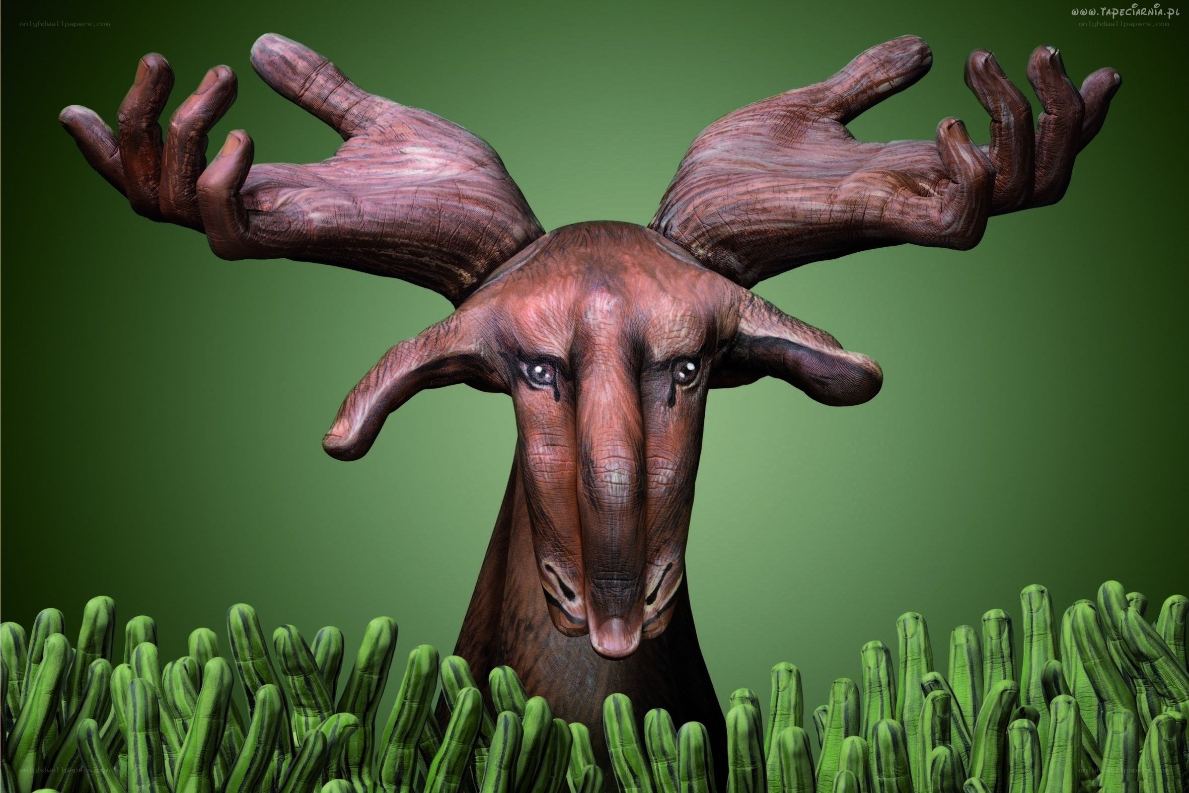 moose with hand antlers