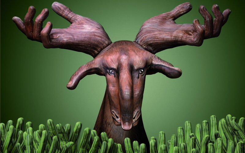 moose with hand antlers