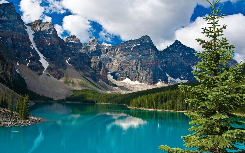Moraine Lake and Mountains — Blue, Serene, Afternoon, Photograph