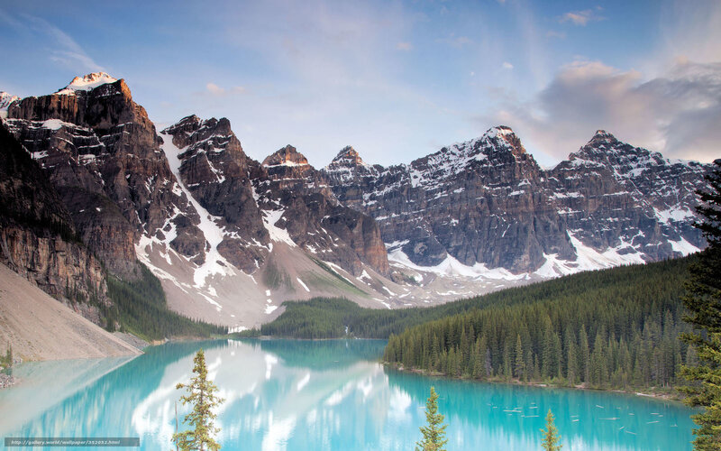 Moraine Lake and Mountains — Blue, Serene, Morning, Photograph