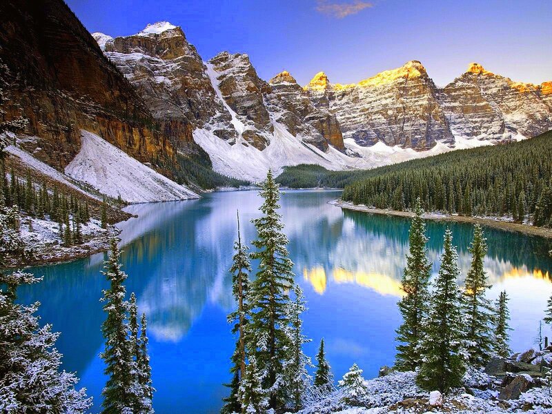 Moraine Lake at Sunrise — Blue, Serene
