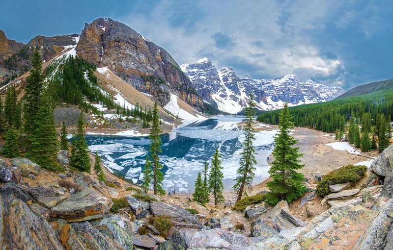 Moraine Lake Landscape — Blue, Dramatic, Spring