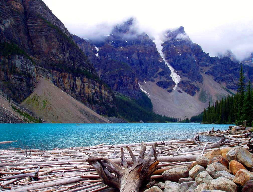 Moraine Lake with mountain backdrop