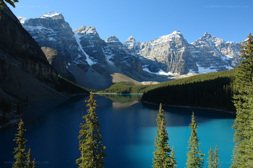 Moraine Lake with mountain backdrop