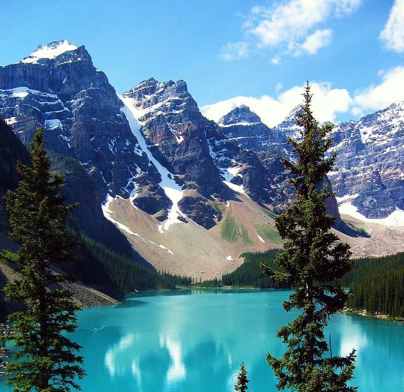 Moraine Lake with mountain backdrop