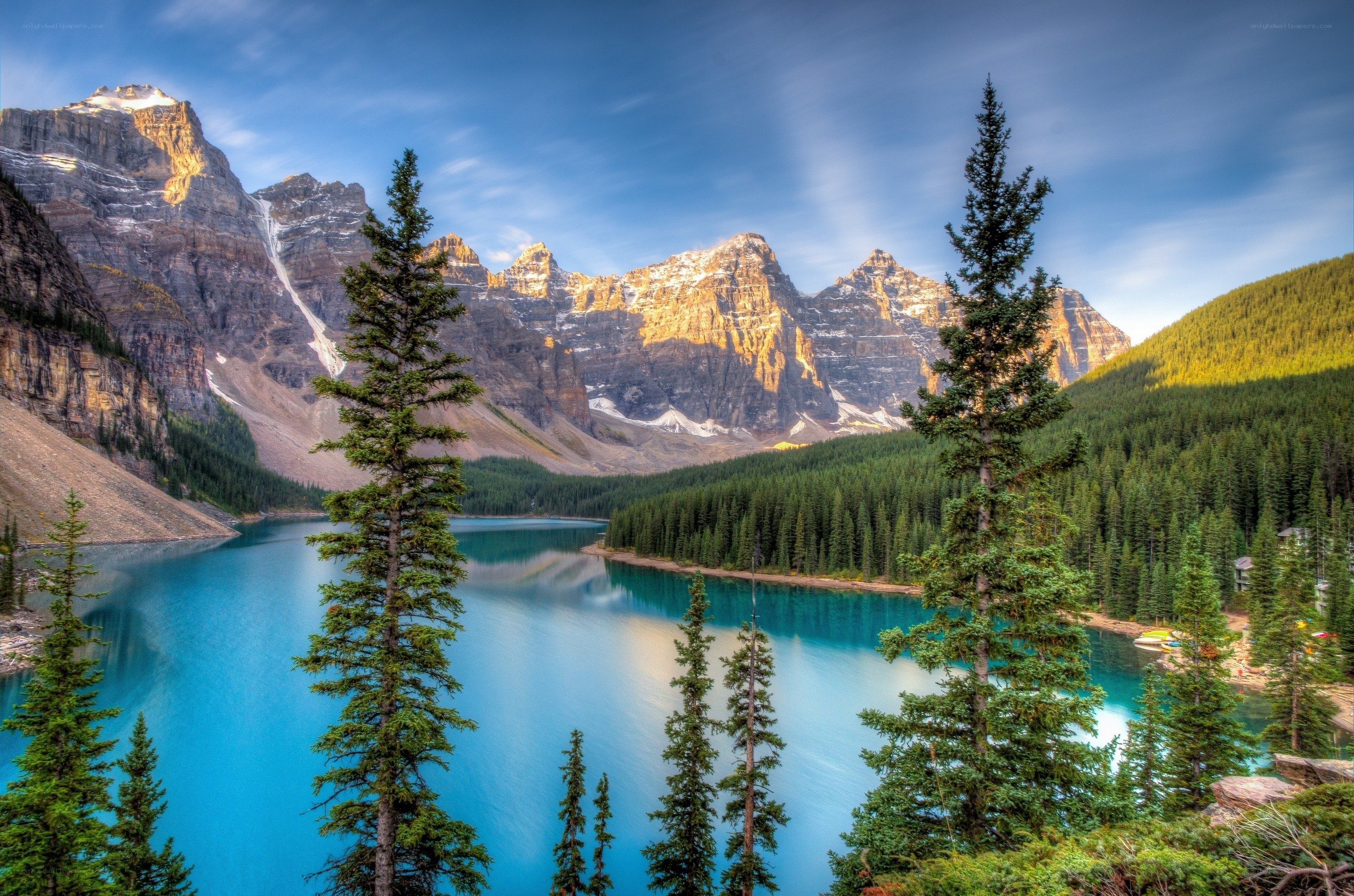 Moraine Lake with mountain backdrop