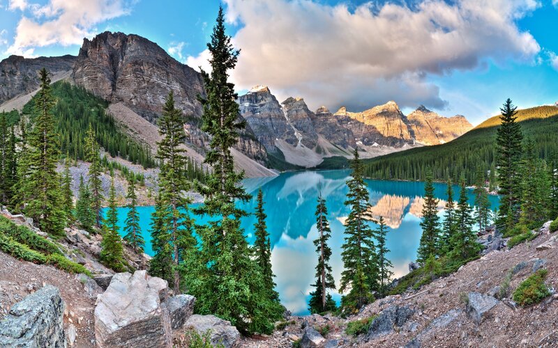 Moraine Lake with mountain reflection