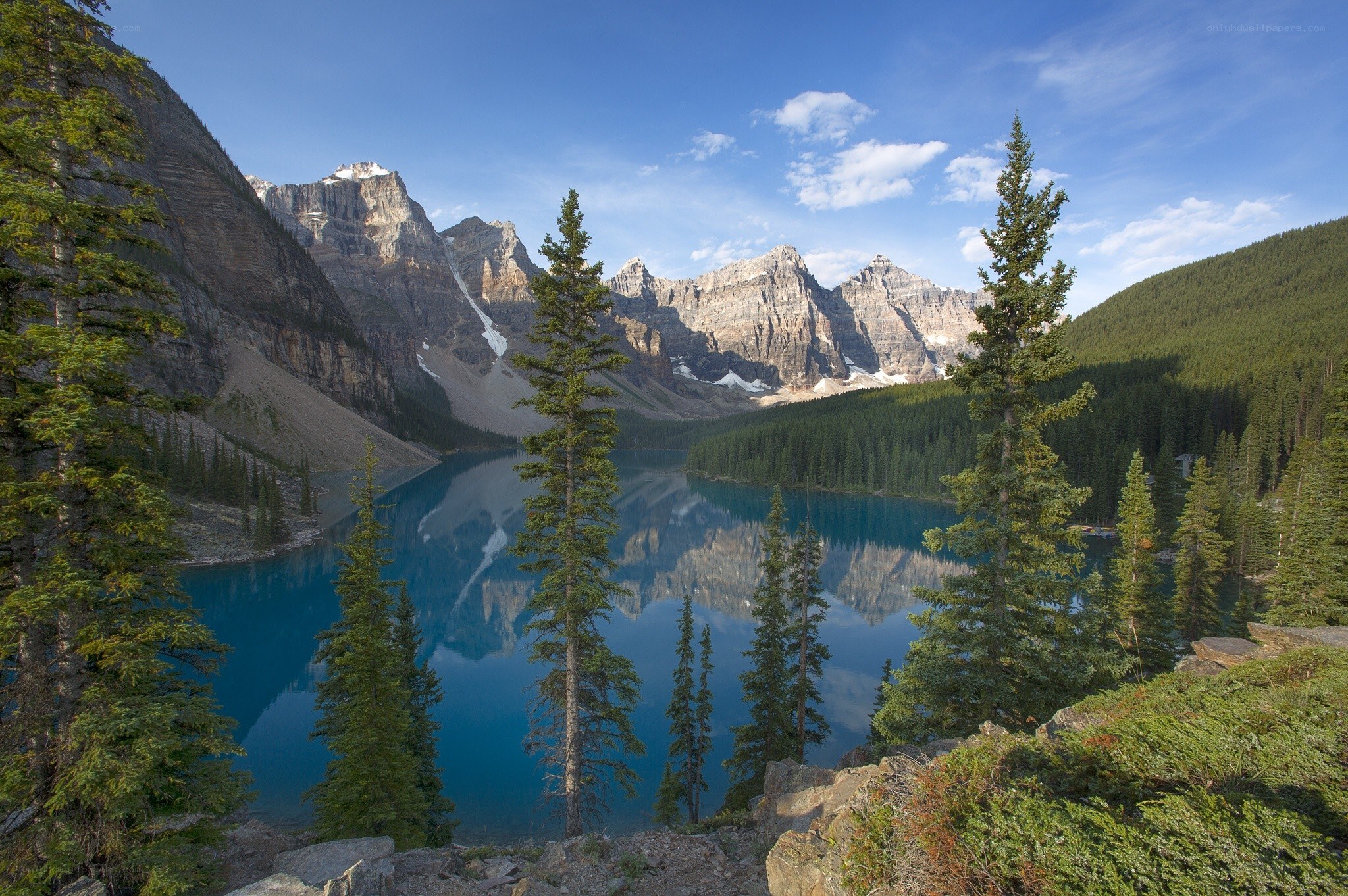 Moraine Lake with mountain reflection