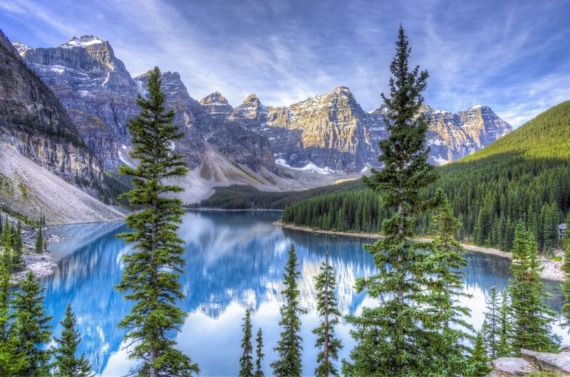 Moraine Lake with mountain reflection